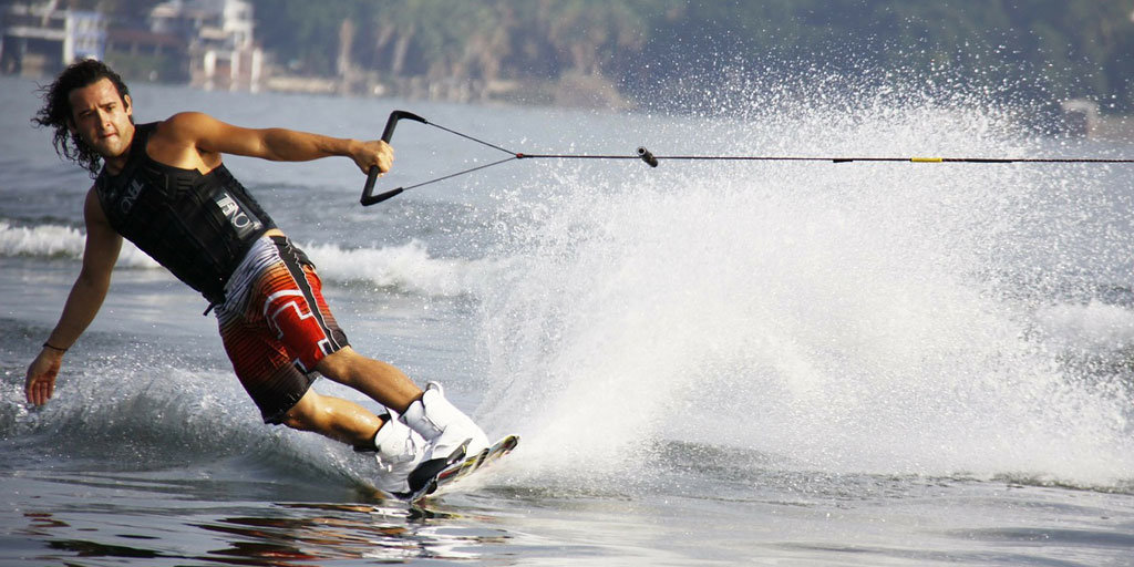 Water Skiing and wake boarding at the Portland Willamette River waterfront