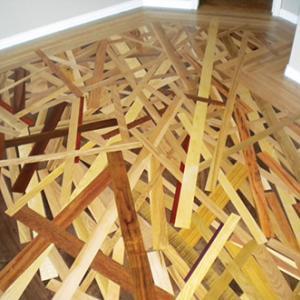 custom inlaid wood stack hardwood floor