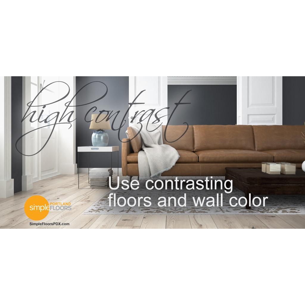 how to use contrast between hardwood floors and wall color
