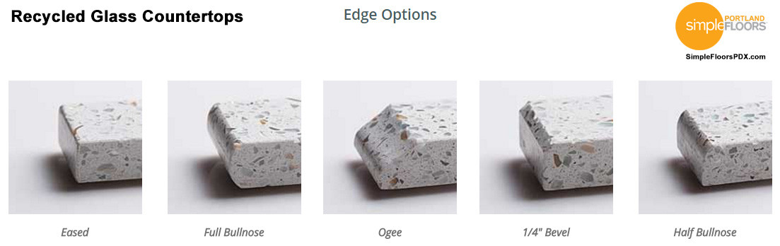 Portland Recycled Glass Countertops edge options