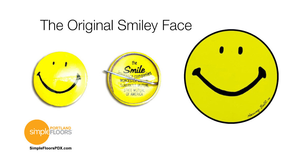 The original smiley face compared to the Oregon hillside smiley outside Portland