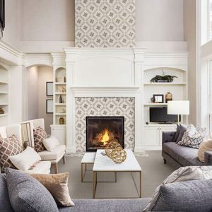 Patterned Tile Fireplace Surround 