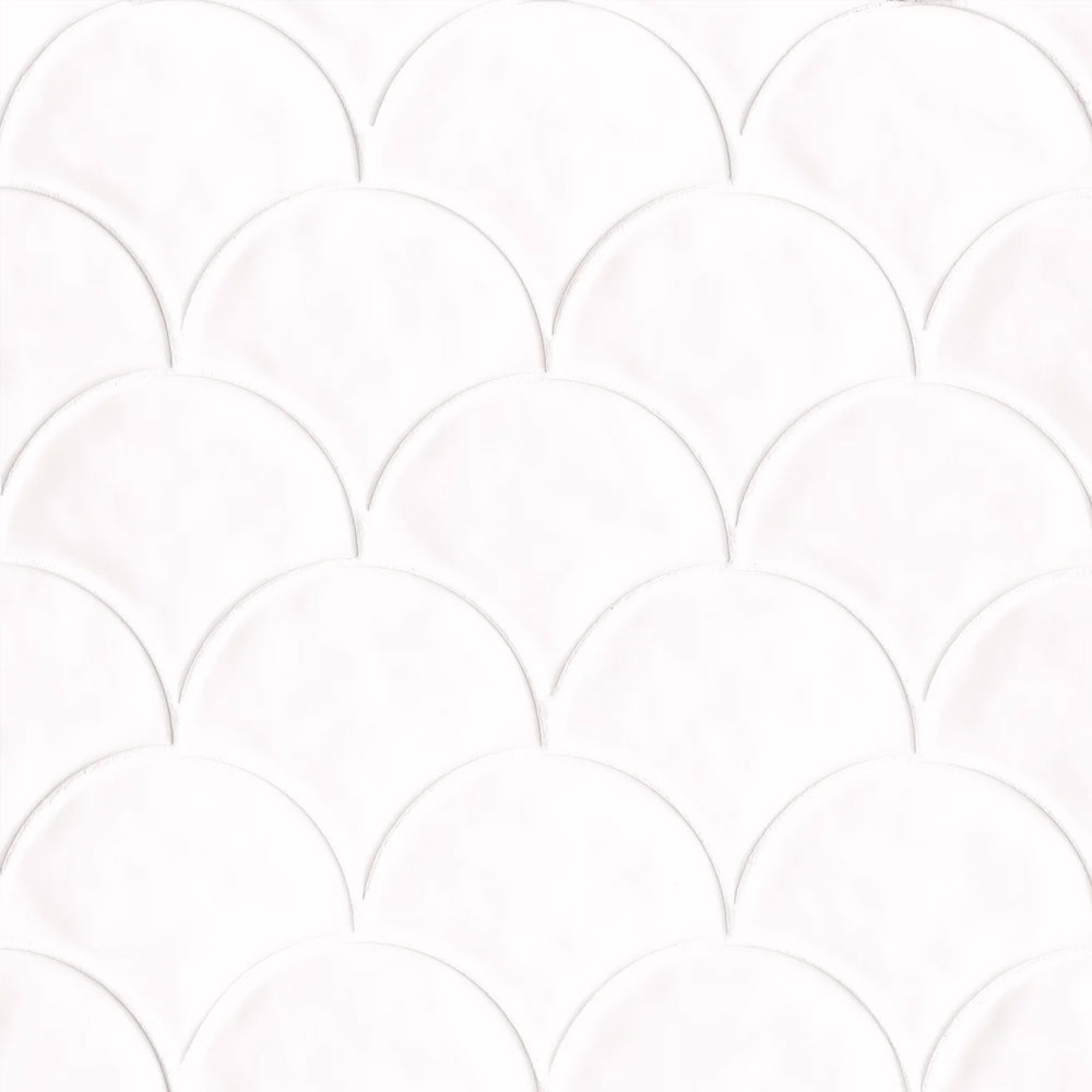 Bedrosians Sorrento Bianco 6" x 7" Fan Ceramic Tile
